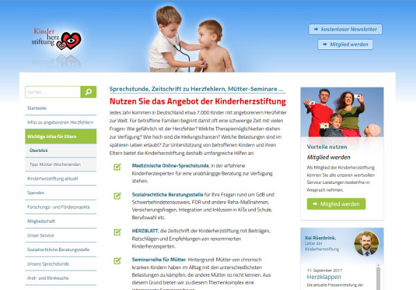 Website der Kinderherzstiftung